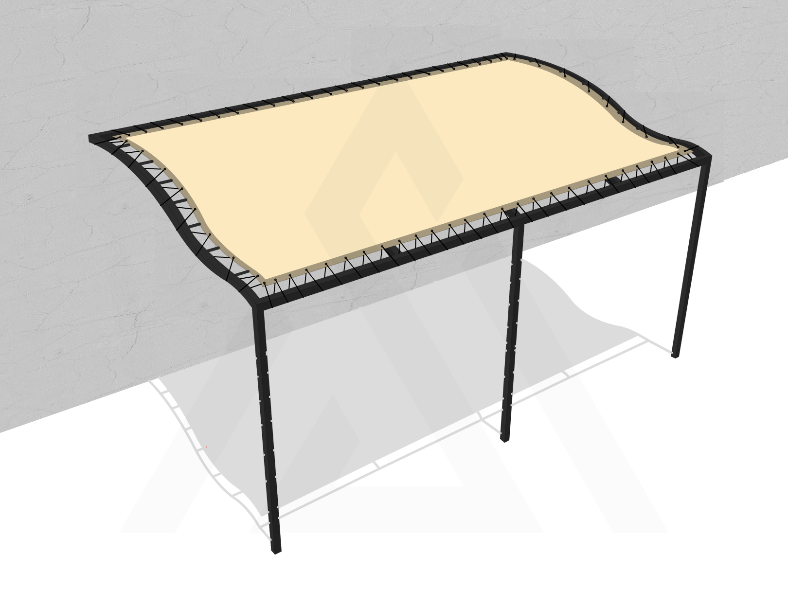 Bâche pour pergola métallique murale à vague en Membrane PVC 670gr/m² Beige ral 1015