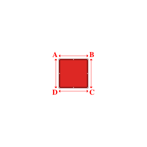 Bâche plate rectangle sur mesure en Membrane PVC 670gr/m² Rouge RAL 3002 - 1.00x1.00m