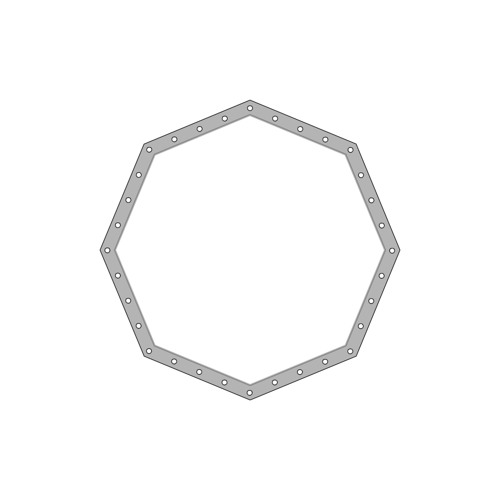Bâche plate octogonale regulier en Protect 670 : La référence en matière de protection étanche Blanc RAL 9016 d'une dimension de 1m