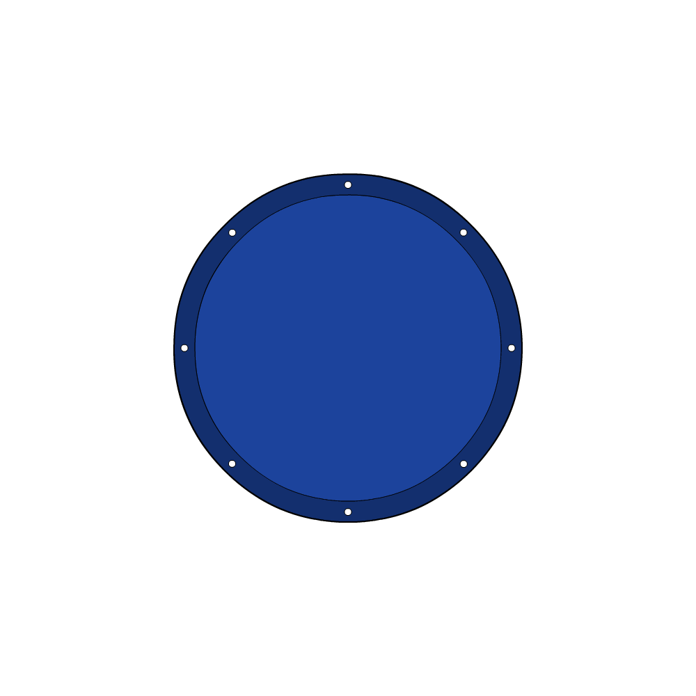Bâche plate ronde en Protect 670 : La référence en matière de protection étanche Bleu foncé RAL 5002 d'une diamètre de 1.5m