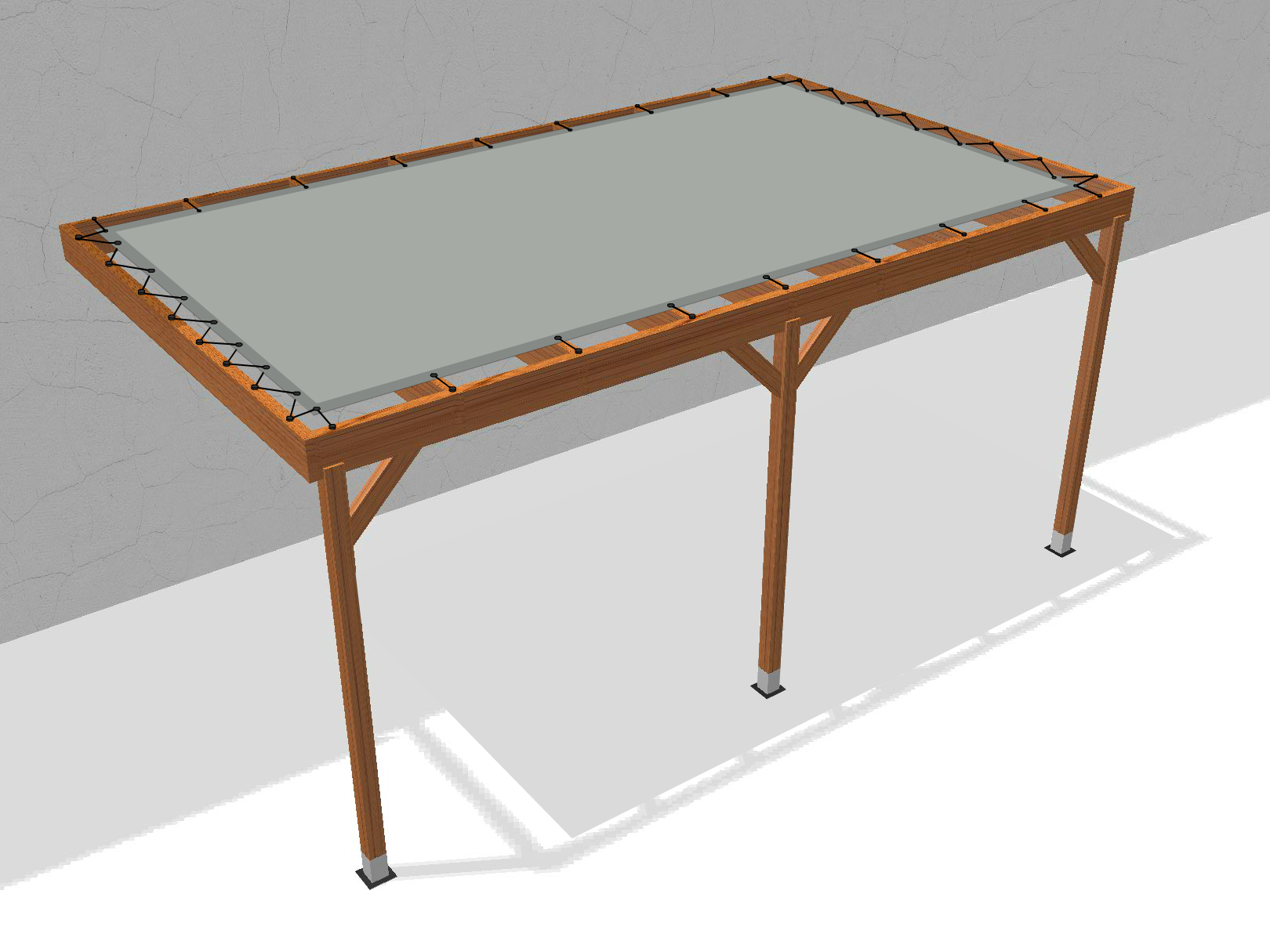 Bâche pour pergola bois murale sans débord en Protect 670 : La référence en matière de protection étanche Gris clair RAL 7038