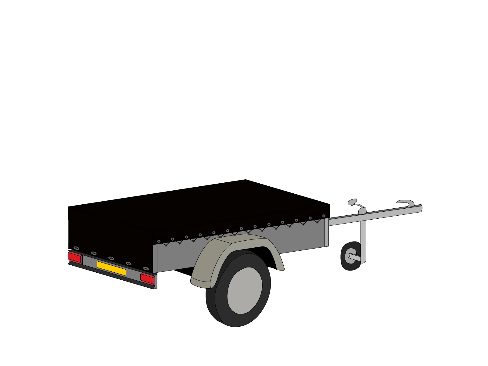 Bâche pour remorque bagagère Basse droite en MaxiProtect 900 : Protection & grammage renforcé Noir foncé RAL 9005 - 31075