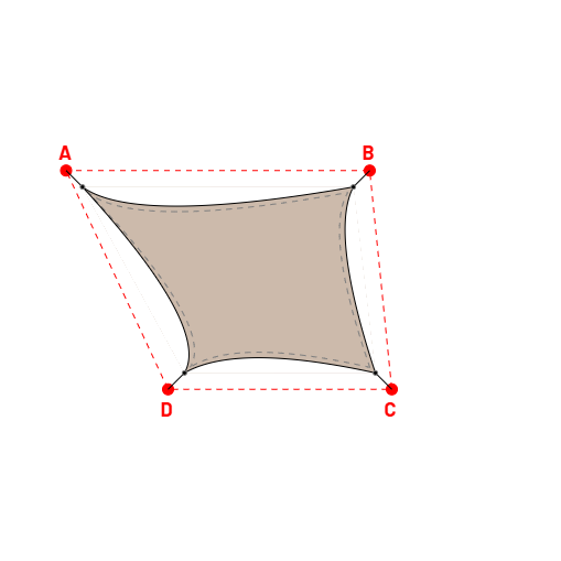 Voile d'ombrage trapèze en Soltis 96 - Toile d'ombrage haute performance Sandy beige 96-2135 - 4,91x3,39x3,46x3,78m