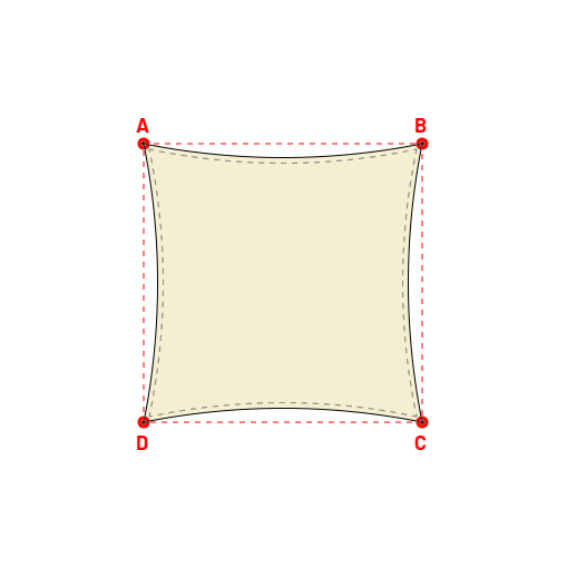 Voile d'ombrage rectangle en AustralMesh - Toile d'ombrage ajourée Naturel (759 AustralMesh) - 2,50x2,50x2,50x2,50m