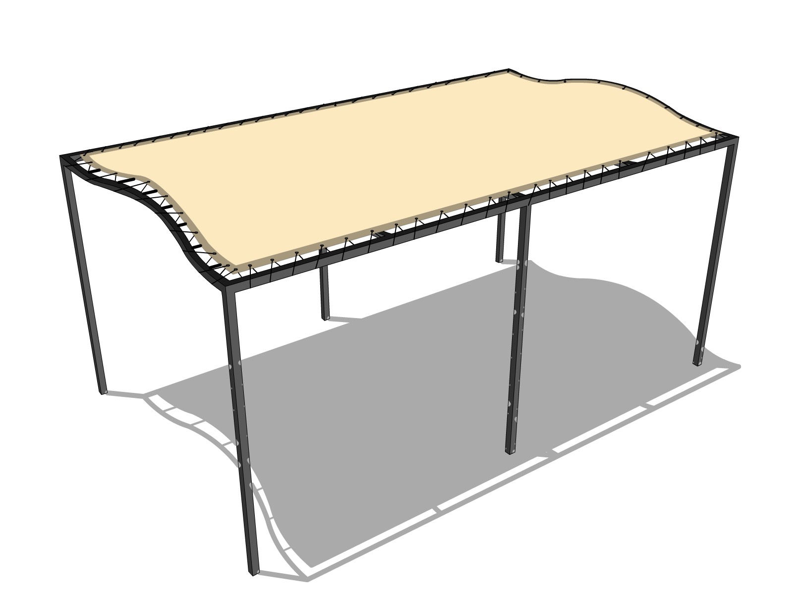 Bâche pour pergola métallique sur pieds à vague en Flexlight Lodge 6002 630gr/m² Vanille 10387