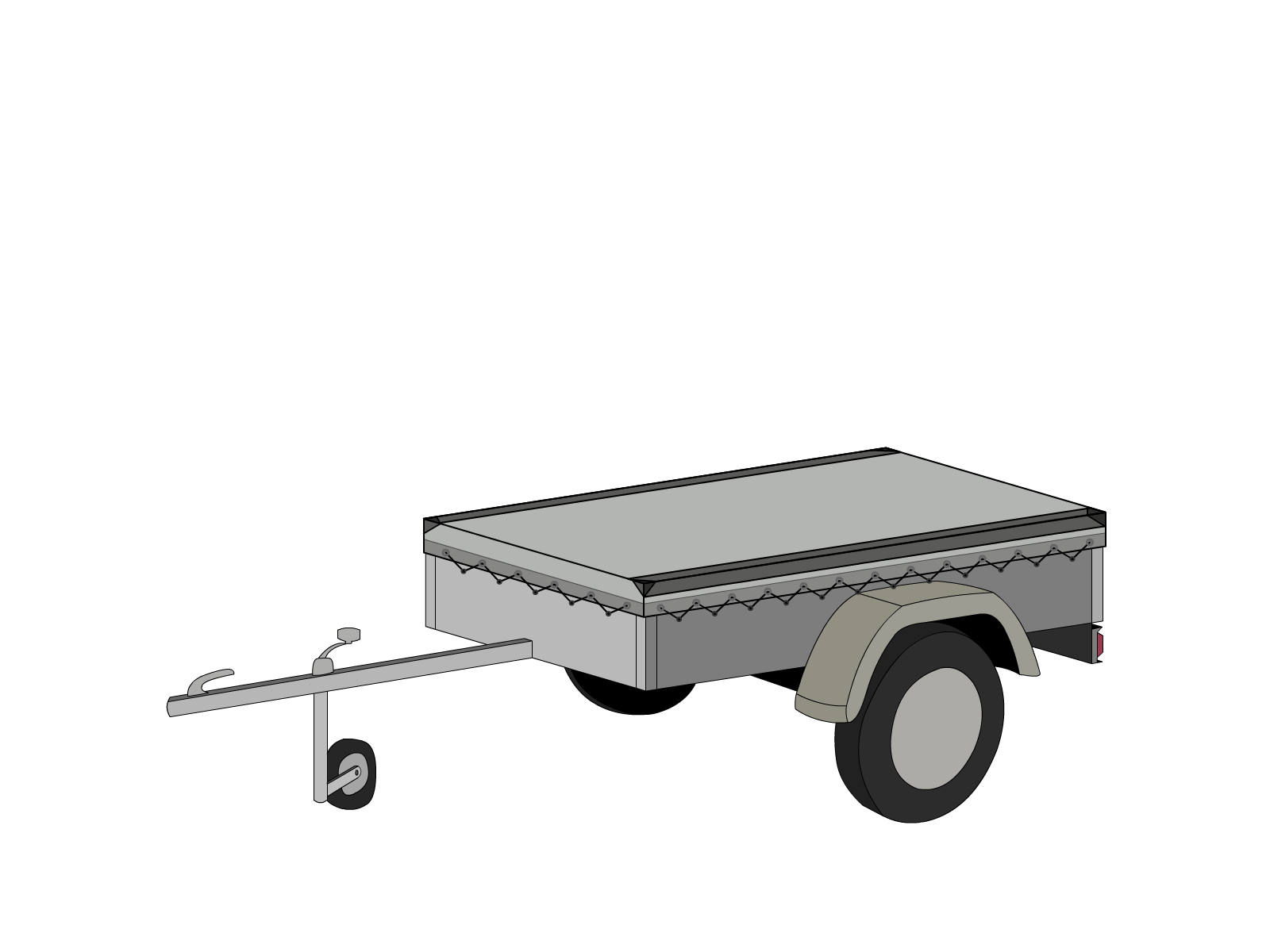 Bâche pour remorque bagagère Basse droite en MaxiProtect 900 : Protection & grammage renforcé Gris agate RAL 7038 - 31071